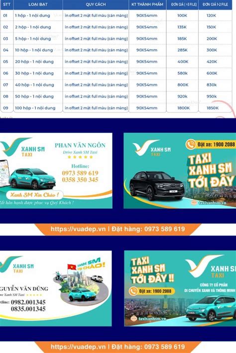 In Card Visit Xanh SM Taxi Xe Điện Vinfast 1 Download Logo Xanh SM