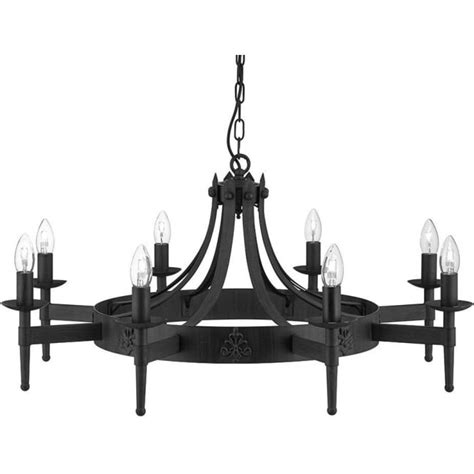 Searchlight Lighting 2428 8BK Cartwheel 8 Light Wrought Iron Ceiling