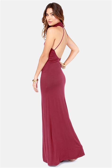 Cute Wine Red Dress Maxi Dress Backless Dress 4900 Lulus