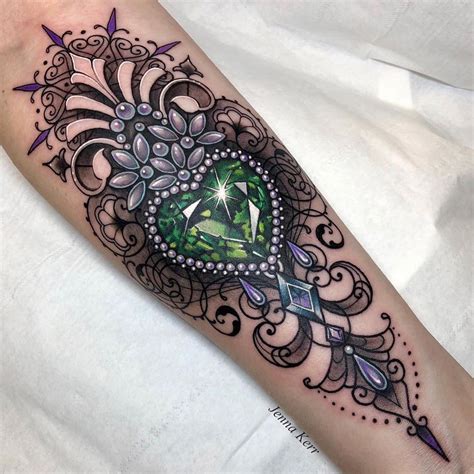 Emerald Heart Ornamental Tattoo