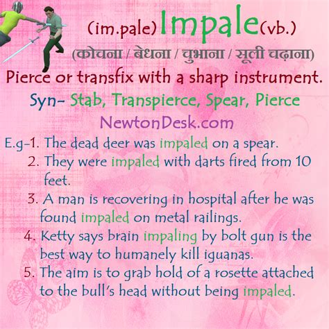 Impale - Pierce or Transfix With A Sharp Instrument | Vocab FlashCards