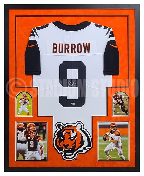 Joe Burrow Autographed Framed Bengals White Jersey The Stadium Studio