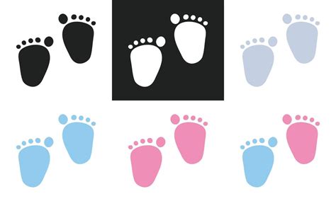 Vector Set Of Baby Shower Footprint Clipart Simple Cute Baby