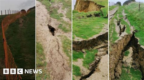South West Coast Path Closed As Giant Crack Appears Bbc News