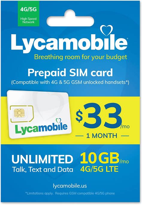 Lycamobile Tarjeta Sim Prepagada De D As De Gb Oz Y Oz