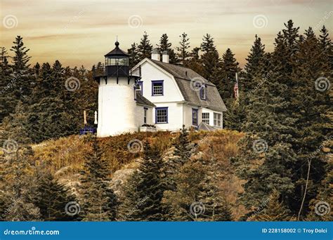 Bear Island Lighthouse In Maine Stock Photo Image Of Orange United