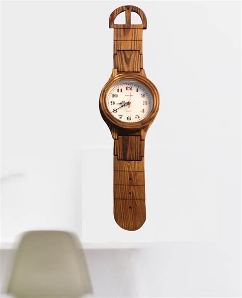 Giant Wrist Watch Clock All Wood Material Wall Mount Large Watch