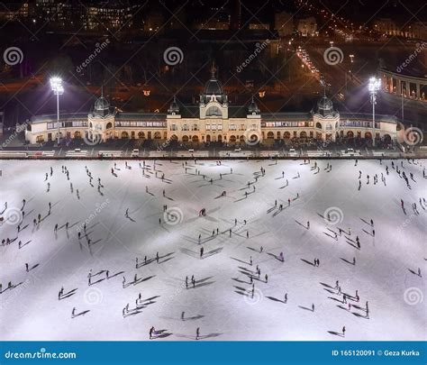 Ice Rink In The City Park Of Budapest Stock Image Image Of Skate