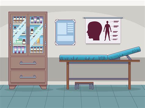 Doctors Office With Stretcher Vector Art At Vecteezy