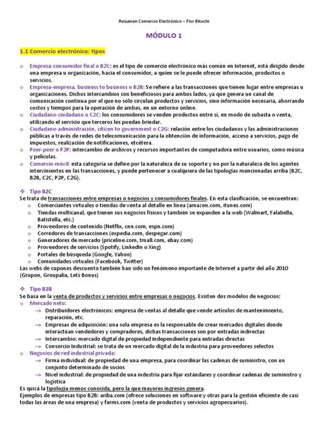 Resumen Comercio Electrónico Todos Los Modulos Pdf