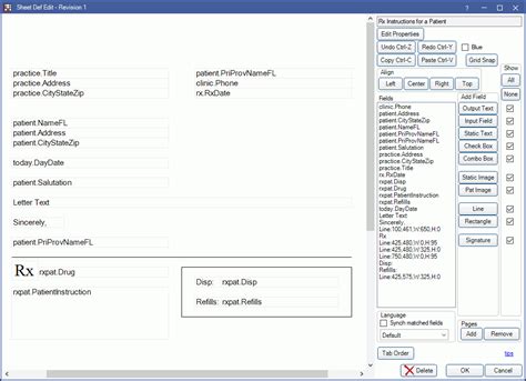 Open Dental Software Rx Instructions Layout