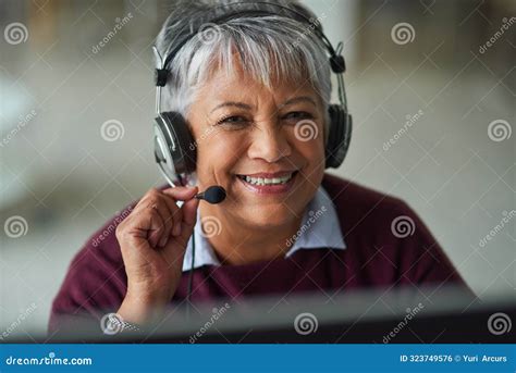 Mature Woman Call Center And Smile In Portrait With Mic Computer And