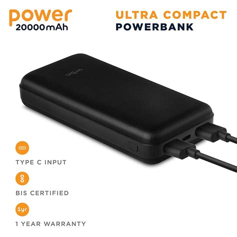 Urbn Mah Li Polymer Ultra Compact Type C Power Bank With V