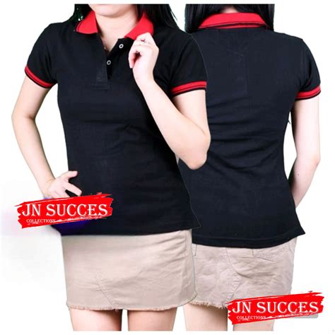 Jual Kaos Kerah Kombinasi Wanita Polo Shirt Wanita Kaos Berkerah