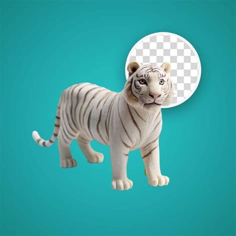 Premium PSD White Tiger Cub 3d Render