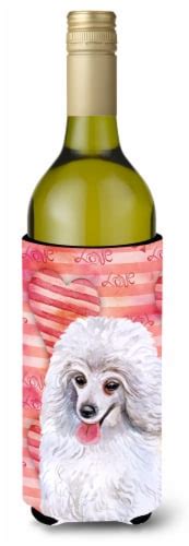 Carolines Treasures BB9770LITERK Medium White Poodle Love Wine Bottle