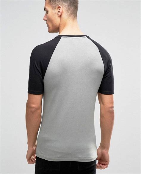 Muscle T Shirt With Contrast Raglan Sleeves In Greenblack