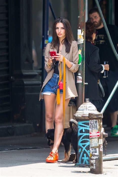 Emily Ratajkowski Seen Waiting For Uber With Her Pup Colombo In New