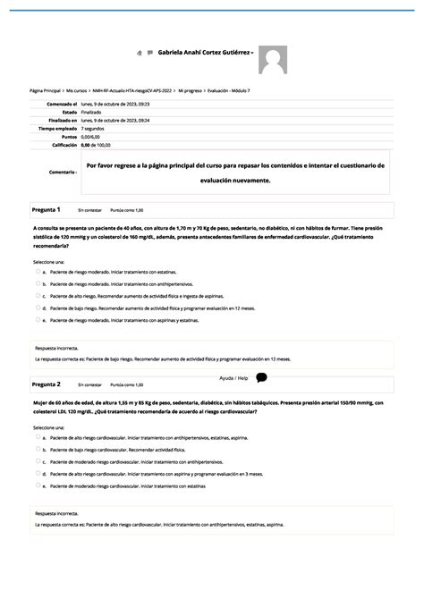 Evaluaci N M Dulo Revisi N Del Intento Comenzado El Lunes De