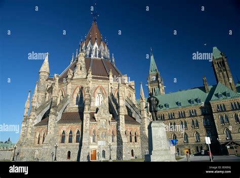 Library Of Parliament And Parliament Building In Ottawa Canada Stock