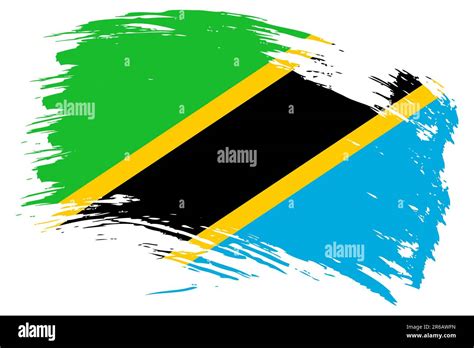 Tanzania Brush Stroke Flag Vector Background Hand Drawn Grunge Style