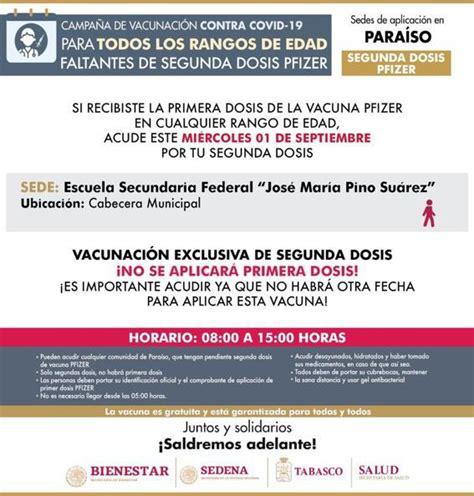 SSalud Tabasco On Twitter SEGUNDA DOSIS De La Vacuna Contra COVID19