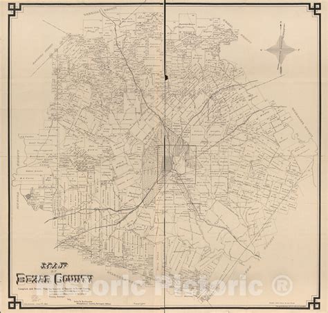 Historic 1887 Map - Map of Bexar County 1 - Historic Pictoric