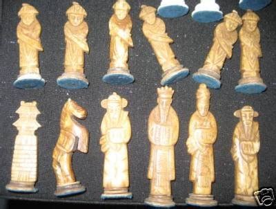 VINTAGE IVORY HAND CARVED CHESS SET | #46162294