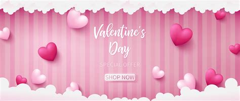 Valentine Banner Consist Of Two Tone Colors Of Hearts Vector Art