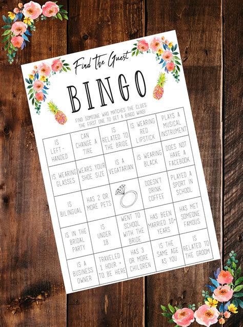 Find The Guest Bingo Find The Guest Bingo Bridal Shower Game Bridal