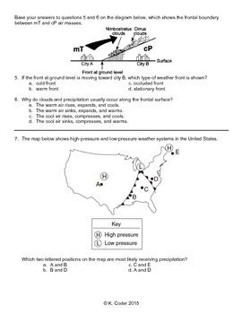 Worksheet - Weather Fronts *Editable* | TPT