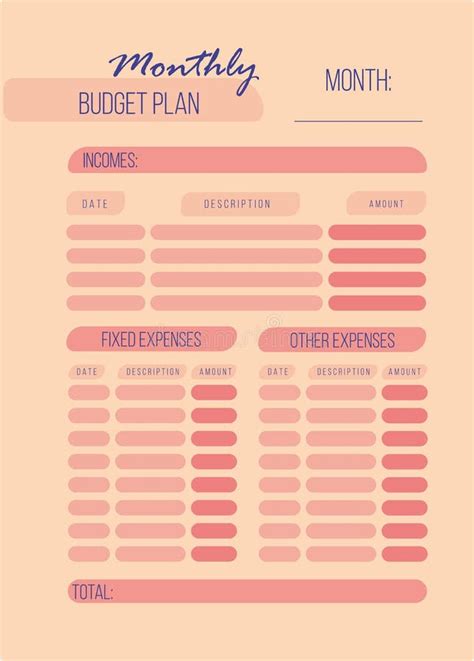 Personal Weekly Budget Planner in A4 Format Stock Vector - Illustration ...