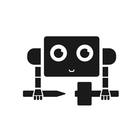 Roboter Symbol Logo Mit Bleistift Und Hammer Vektor Illustration