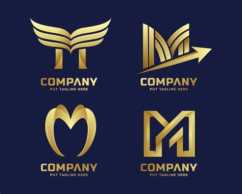 Logotipo De Oro De La Letra M Premium Para Empresa Vector Premium