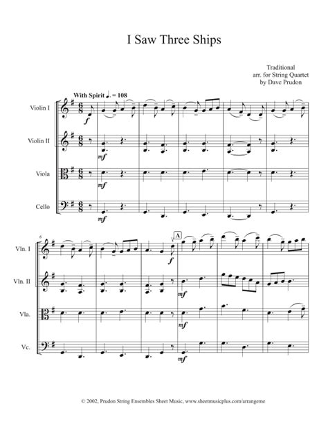 I Saw Three Ships Arr Dave Prudon By Traditional Sheet Music For