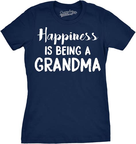 Womens Happiness Is Being A Grandma Tshirt Funny Grandmother Tee For