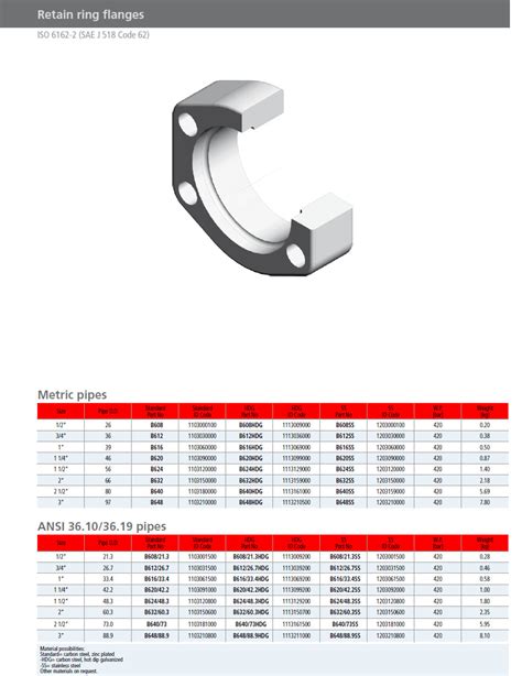 Retain Ring Flanges SAE 6000 PSI Non Welded Flanges BUTZ