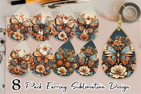 Earring Butterfly And Flower Graphic By Artnoy · Creative Fabrica