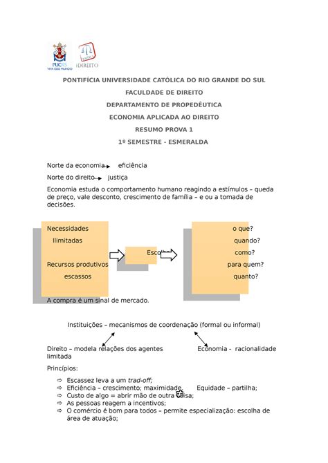 Resumo Para Prova PontifÍcia Universidade CatÓlica Do Rio Grande Do