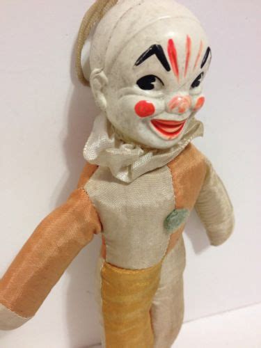 Creepy Scary Antique Clown Doll Plush Halloween 1950s Japan Paz Vtg