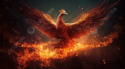 The Bird In The Fire Background Picture Of A Phoenix Rising From The