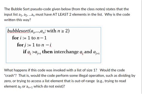 Solved The Bubble Sort Pseudo Code Given Below From The Chegg