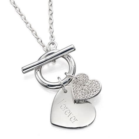 Silver CZ Tbar Heart Necklace Fallers Fallers Ie Fallers