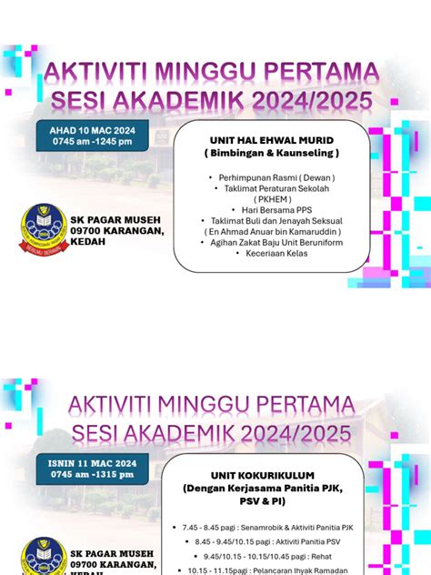 Aktiviti Persekolahan Minggu Pertama Skpm 2024 Ahad Selasa Pdf
