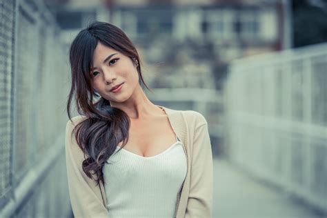 Desktop Wallpapers Brunette Girl Bokeh Female Asian 3840x2562