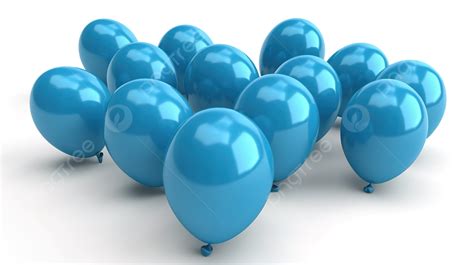 Crowd Of Blue Balloons On A White Background 3d Illustration Of 90