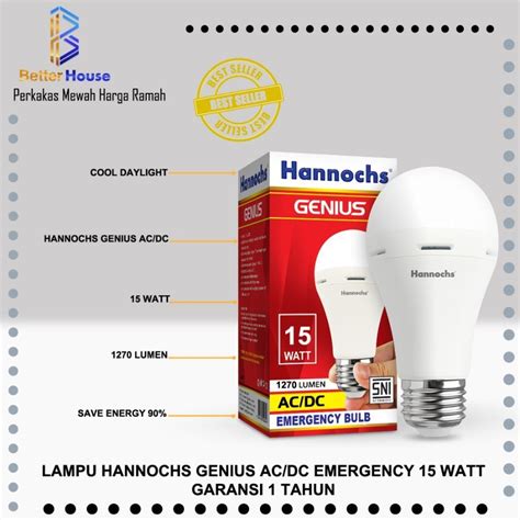 Jual Lampu LED Emergency LED AC DC Hannochs GENIUS 15 Watt Cahaya Putih