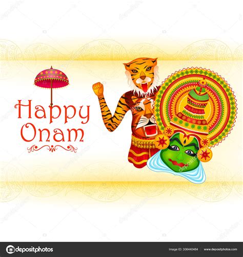 Happy Onam salam festival untuk menandai festival Hindu tahunan Kerala