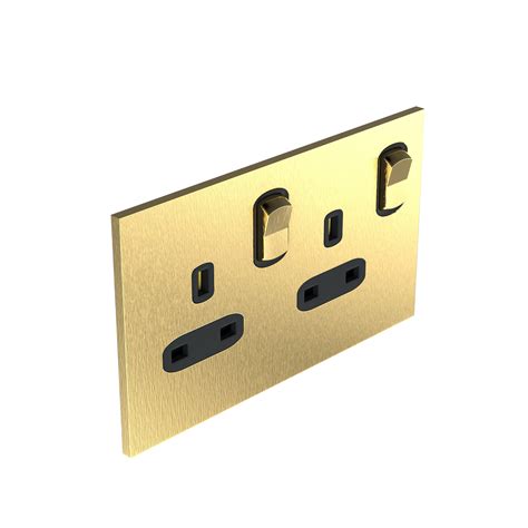 2 Gang Bs Socket Outlet 13 A 250v Double Pole Switched Epure Brushed Gold Ar 68221