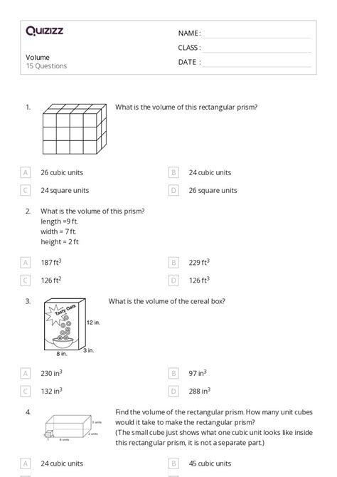 50 Volume Worksheets For 5th Grade On Quizizz Free And Printable